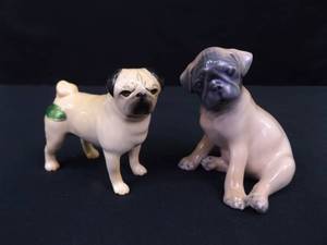 lot 20 image: MINT CONDITION Vintage Royal Copenhagen 3169 and Beswick Pug Figurines