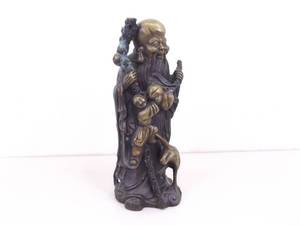 lot 25 image: VERY OLD Antique Shou LaoShouxing Asian Immortal Bronze Statue