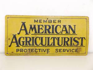 lot 33 image: Vintage Embossed American Agriculturist Metal Member Sign