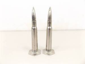 lot 50 image: 2 Vintage Silver Bullet Trench Art Salt And Pepper Shakers