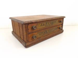 lot 51 image: Antique Wood JP Coates Spool Counter Display