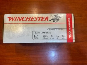 lot 27 image: Winchester 12 Gauge 2 34 7 12 Shot (Pack of 4 Boxes, 25 per Box)