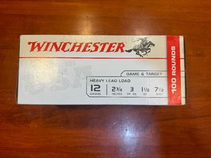 lot 28 image: Winchester 12 Gauge 2 34 7 12 Shot (Pack of 4 Boxes, 25 per Box)