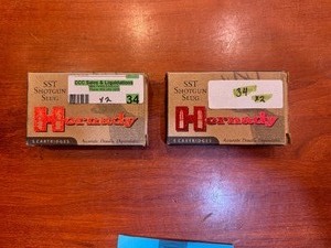lot 34 image: Hornady 12 Guage 2 34 SST Shotgun Slugs for Rifled Barrels Only (2 Boxes, 5 Cartridges per Box)