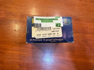 lot 42 image: Kemen 12 Guage 2 34 8 Shot (1 Box of 25)