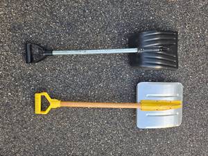lot 53B image: Group of 2 Shovels - Metal & Plastic with Wooden Handles