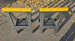 lot 58 image: Set of 2 Compact Sawhorses - Heavy Duty Construction