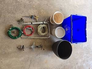 lot 78 image: Group of Gardening Tools, Tie-OutsCables and Pots - Variety of Accessories
