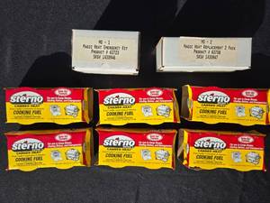 lot 88 image: Lot of 6 Sterno Canned Heat Cooking Fuel  Magic Heat Emergency Kit and Replacement Pack