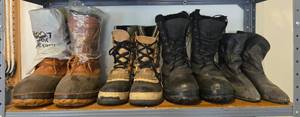 lot 95 image: Group of 4 Pairs of Mixed Heavy-Duty Boots - Various Sizes and Conditions