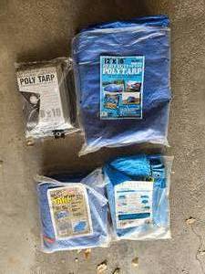 lot 96 image: Collection of 4 Heavy Duty Tarps - Various Sizes and Styles