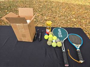 lot 97 image: Selection of Sports Equipment Tennis & Softballs with Accessories