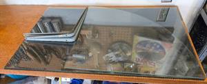 lot 165 image: Glass Tabletop with Metal Brackets - 24 x 36