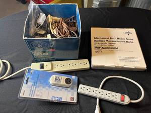 lot 221 image: Bath Room Scale, Power Cords, Time Outlet, Extension Cords and MORE