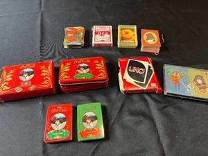 lot 235 image: Collection of Vintage Card Games and Playing Cards - Coca-Cola, UNO, Bee, and Hoyle