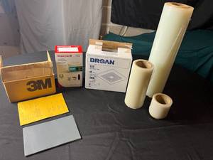 lot 280 image: Various Sz Plastic Floor Covering Rolls, Humidifier Wicking Filter & More