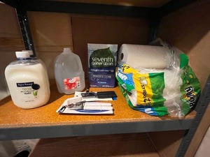 lot 297 image: Two New Hand Can Openers, Liquid Soap, Paper Towels & More