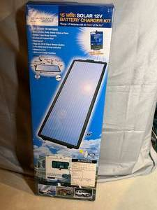 lot 311 image: Sunforce 15 Watt Solar 12V Battery Charger Kit - Weatherproof, Easy Installation