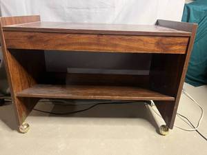 lot 334 image: Vintage Wooden Rolling Cart with Shelf - 28 Width, 16 Height, 15 Depth