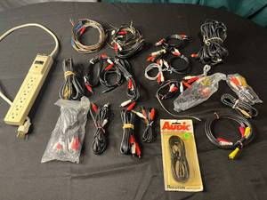 lot 342 image: Assortment of AudioVideo Cables and Power Strip