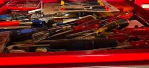 lot 360 image: Assortment of Hand Tools - Including Screwdrivers, Needle Files, and Chisel Set