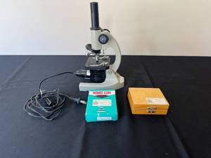 lot 397 image: Used Microscope with Two Sets of Prepared Slides - Insect & Zoology