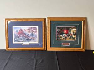 lot 207 image: Pair of Framed Art Prints - Come Rain or Shine & Forever Red
