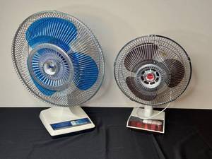 lot 228 image: Pair of Vintage Oscillating Fans - 12 Inch and 16 Inch