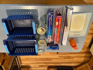 lot 442 image: Assortment of Kitchen Supplies - Storage Baskets, Mason Jars, Parchment Paper and More