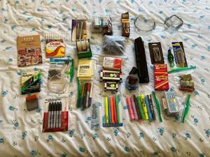 lot 617 image: Office Supplies Inc Large Lot of Assorted Writing InstrumentsPens, Post Its, Magnifying Glass & More