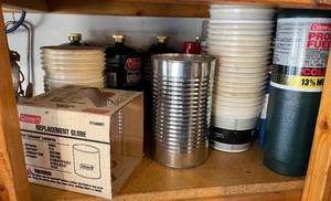 lot 51 image: Group of Coleman Propane Fuel Tanks and Replacement Globe