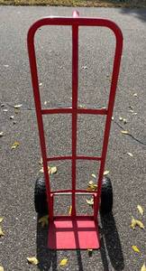 lot 28 image: Heavy-Duty Red Hand Truck with Flat-Free Tires