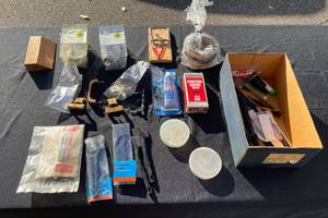 lot 141 image: Assorted Tools and Supplies Box - Including Lubricants, Grease, Brushes and More