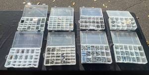 lot 143 image: Large Assortment of Hardware and Fasteners in Organized Storage Bins