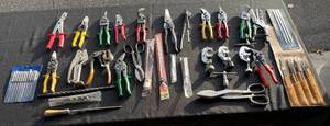 lot 194 image: Assortment of Hand Tools - Includes Pliers, Files, Drills, and More