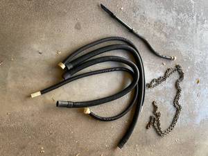 lot 635 image: Set of 4 Heavy Duty Industrial Hoses with Chain and Hook