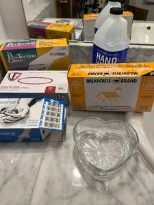 lot 421 image: Assortment of Medical and Cleaning Supplies - Contains Gloves and Hand Sanitizer - complete pkg quantities unverified