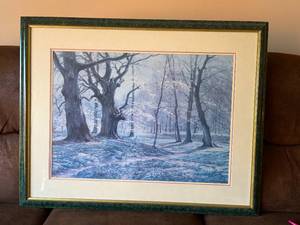 lot 427 image: Framed Artwork Featuring Serene Forest Landscape