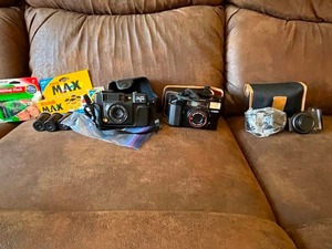 lot 505 image: Group of 2 Vintage Cameras with Accessories - Includes Kodak and Fuji Film