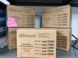 lot 47 image: 5 Cases (500 each per case) NEW Braval 2-Ply Tissue 1-Ply Poly-Backed Single-Use Patient BibsLiners - Disposable for Eyelash Extension, Patient BibsTray Liners for Nail Art, Dental Napkins for Piercings