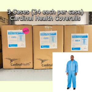 lot 91 image: 3 Cases (24 each per case) NEW Cardinal Health 1201CV Convertors Coveralls with Open Cuffs and Ankles - Size X-Large Blue