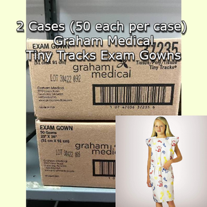 lot 6 image: 2 Cases (50 each per case) NEW Graham Medical 37235 Tiny Tracks Exam Gowns