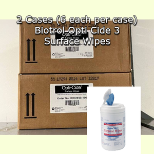 lot 13 image: 2 Cases (6 each per case) NEW Biotrol DOCW06-100 100-Pack Opti Cide 3 Surface Wipes Medical Dental Equipment Surface Disinfectant Cleaners