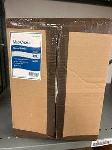 lot 88 image: 1 Case (100 each) NEW MediChoice 4350MB7100 Latex-Free Soft Mesh Briefs - Size 3XL Light Blue