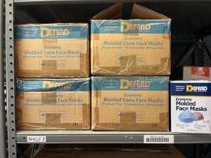 lot 70 image: 4 Cases (500 each per case) NEW Defend MK-1007 Economy Single-Use Molded Cone Face Masks - Blue