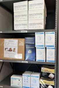 lot 77 image: Lot of Mixed Brand NEW Face Shield, Particulate Respirators, and Face Masks (Cardinal Health, Woodchuck, Gerson, SAS, etc.)