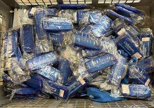 lot 87 image: Lot of 80 NEW Blue Adhesive Bandages Band-aide Containers With Band-aides