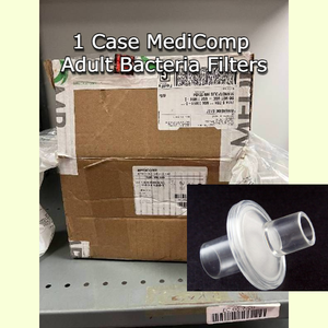 lot 21 image: 1 Case NEW MediComp MC-500 Single-Use Adult Bacteria Filters -Help reduce the transmission of microbes and other particulate matter in the breathing system - open box