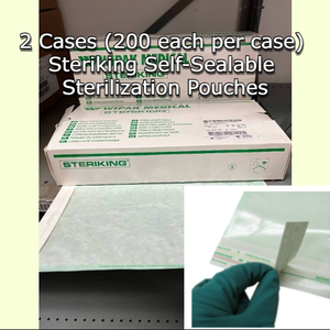 lot 22 image: 2 Cases (200 each per case) NEW Wipak Medical Steriking SS-T5A 7.5 x 13 Single-Use See-Through Self-Sealable Sterilization Pouches - Expiration 228