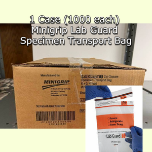 lot 23 image: 1 Case (1000 each) NEW Minigrip SBL2R69B 6 x 9 Lab Guard Single-Use Non-Sterile 4-Wall Zip Closure Specimen Transport Bag